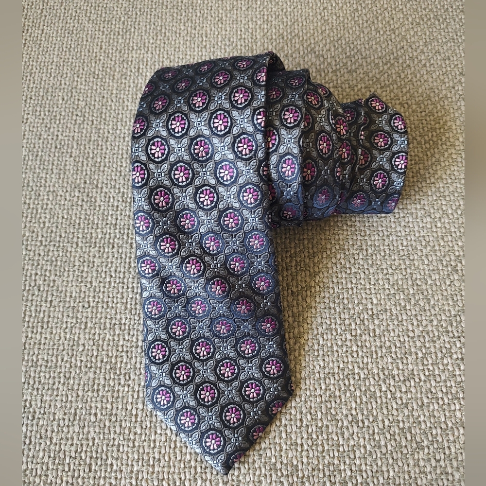 XMI Platinum Men's Silk Neck Tie Purple Gray Black